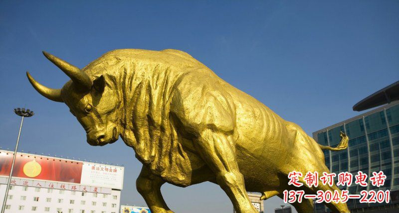 广场牛动物铜雕