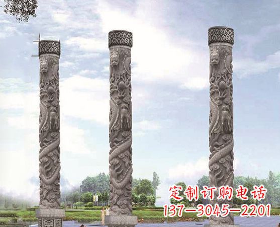 广场盘龙柱景观石雕