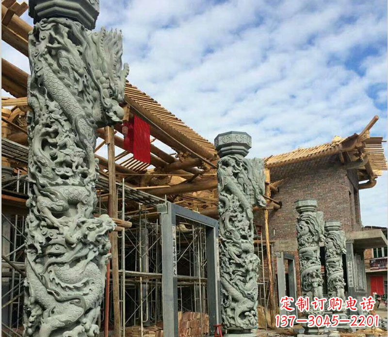 广场盘龙柱大理石柱子石雕