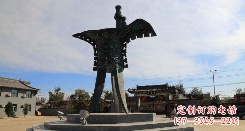 广场青铜酒樽铜雕