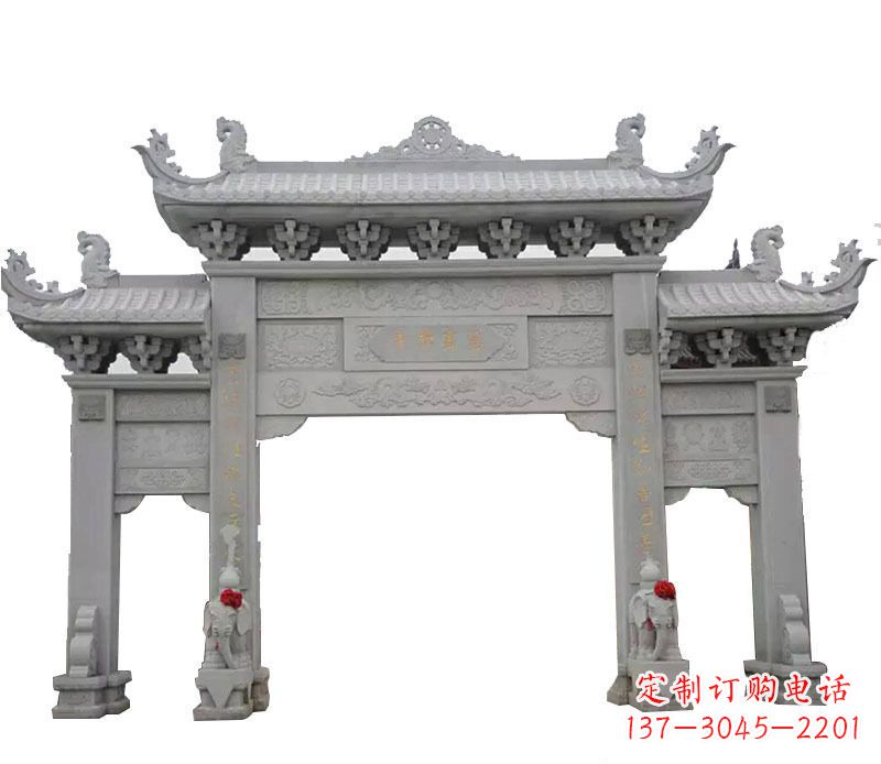 广场三门石牌坊景观石雕