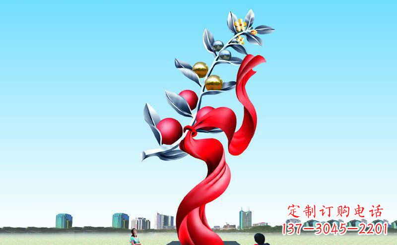 广场硕果不-锈-钢-雕-塑-