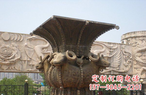 广场四羊方尊酒樽景观铜雕