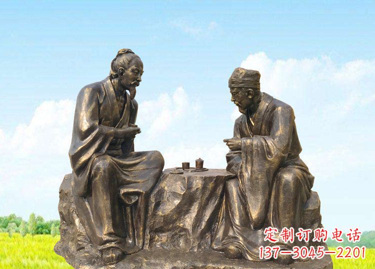 广场铜雕喝茶水小品人物雕塑