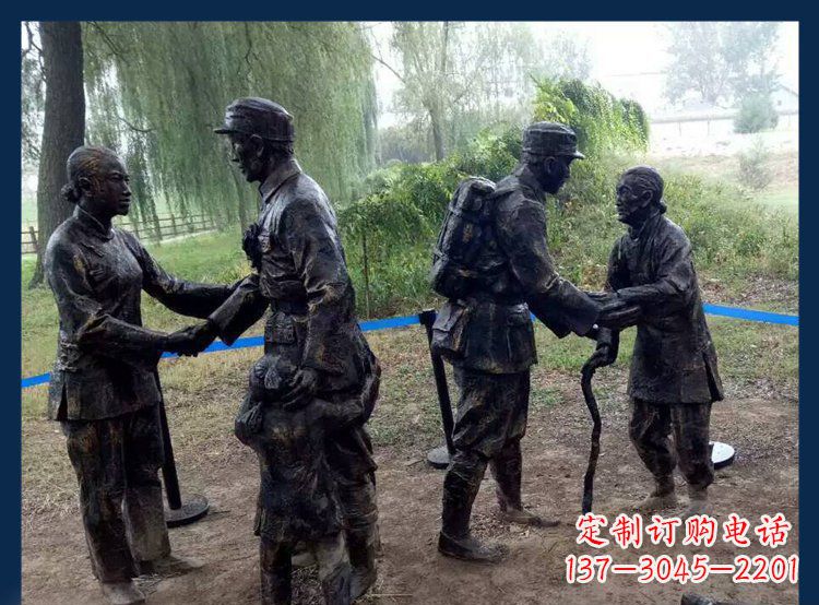 广场铜雕解放军慰问人物雕塑 广场铜雕解放军慰问人物雕塑