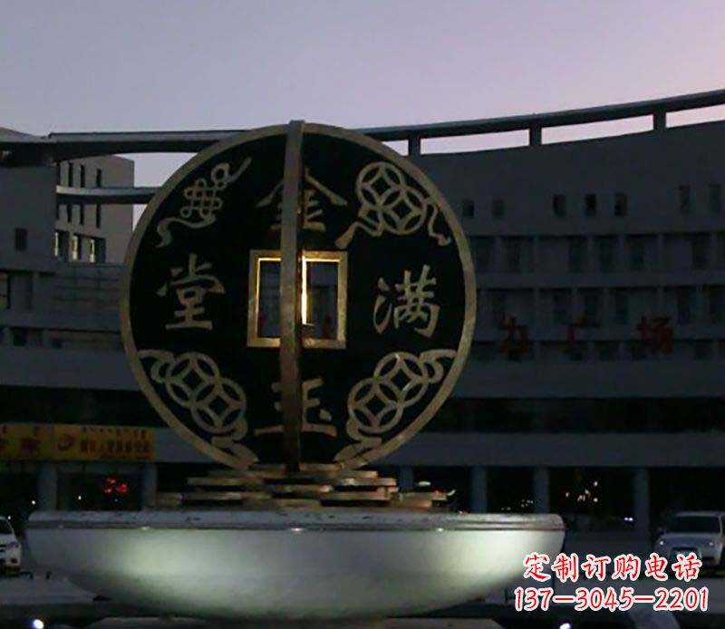 广场铜雕金玉满堂铜钱雕塑