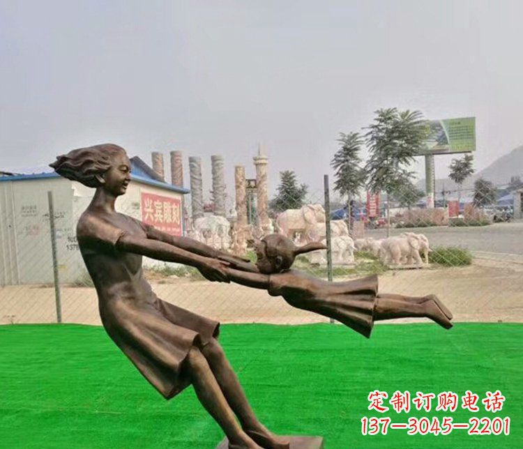 广场铜雕快乐母子人物雕塑