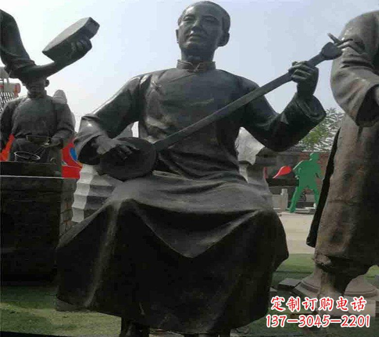 广场铜雕拉二胡先生人物雕塑