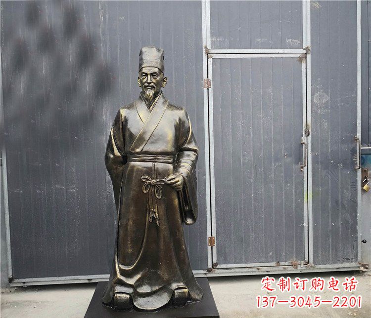 广场铜雕李时珍行医人物雕塑