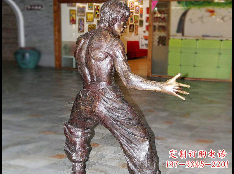 广场铜雕李小龙人物雕塑