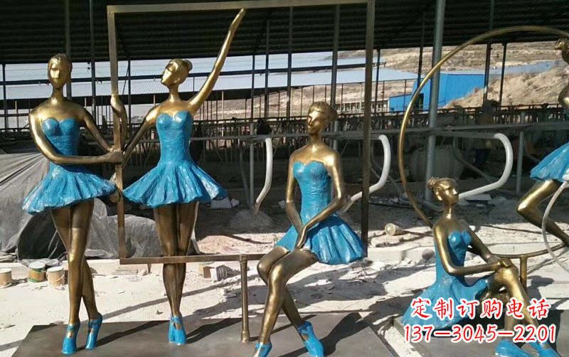 广场铜雕美女跳芭蕾人物雕塑