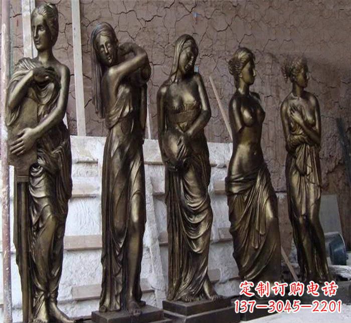 广场铜雕四方美女人物雕塑