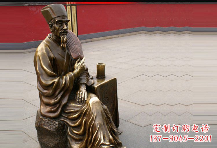 广场铜雕算命先生人物雕塑