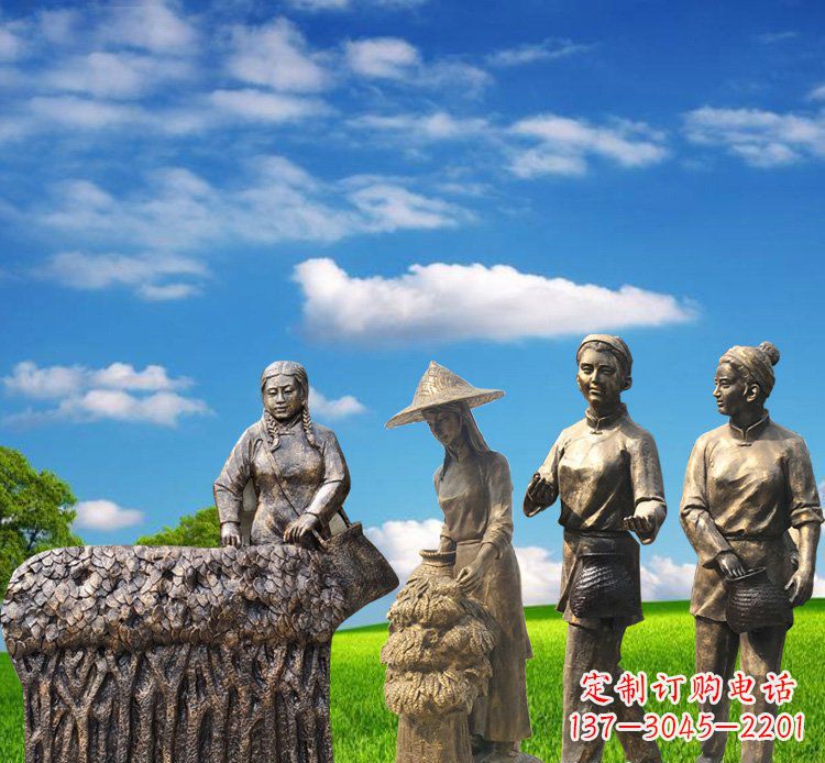 广场铜雕外出赶集人物雕塑