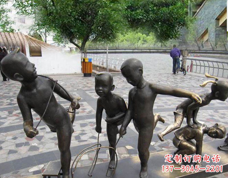 广场铜雕玩游戏人物儿童雕塑