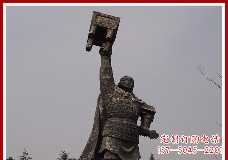 广场铜雕威武将军举鼎人物雕塑
