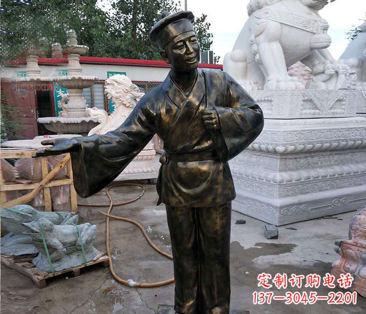 广场铜雕迎宾人物雕塑