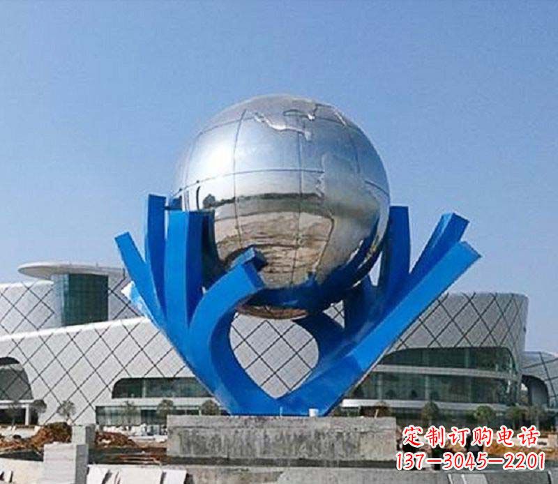 广场托起地球不锈钢抽象雕塑
