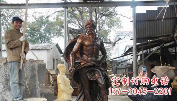 广场西方男人人物铜雕