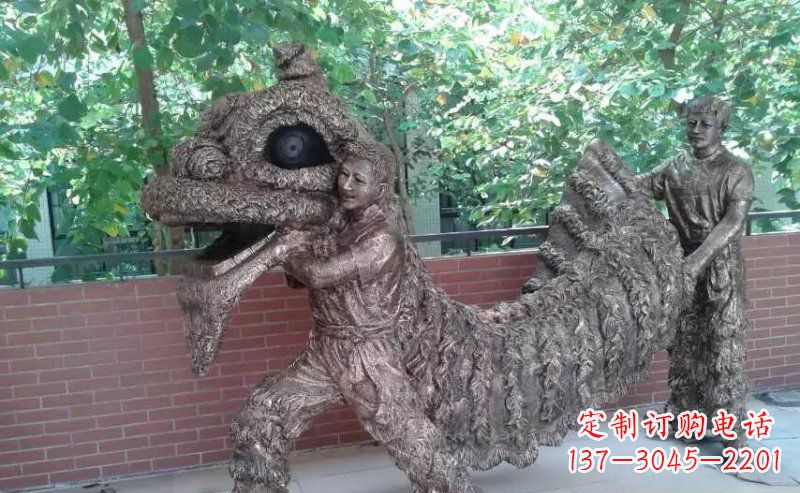 广场舞狮景观铜雕