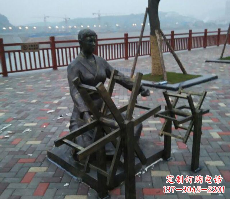 广场小品纺织人物铜雕