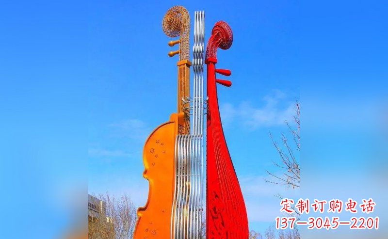 广场小提琴不-锈-钢-雕-塑-