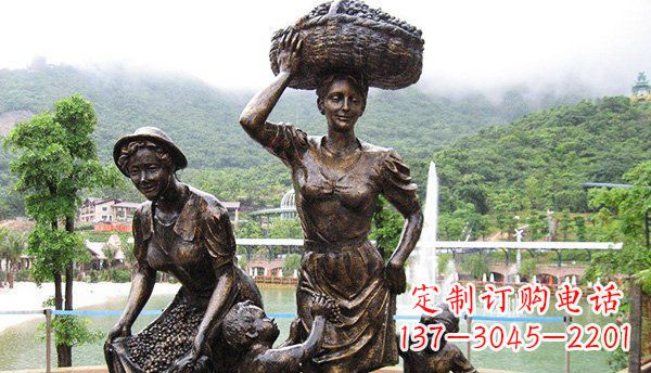广场摘葡萄人物丰收铜雕