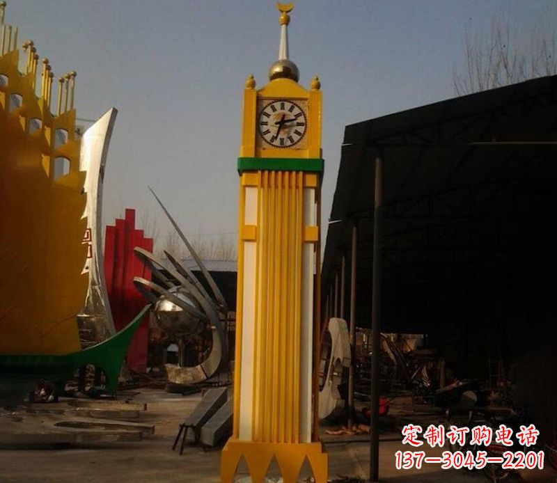 广场座钟不-锈-钢-雕-塑-