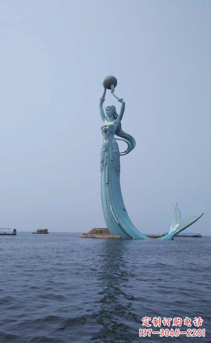 海边不锈钢大型美人鱼景观雕塑