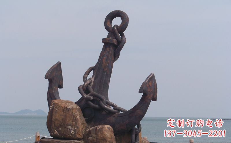 海边船锚景观铜雕 (2)