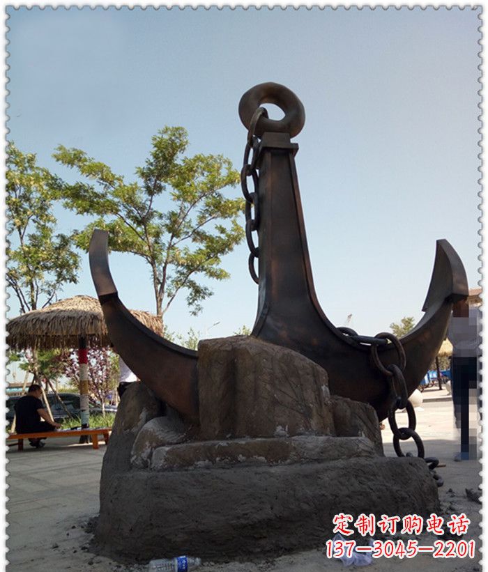 海边船锚景观铜雕