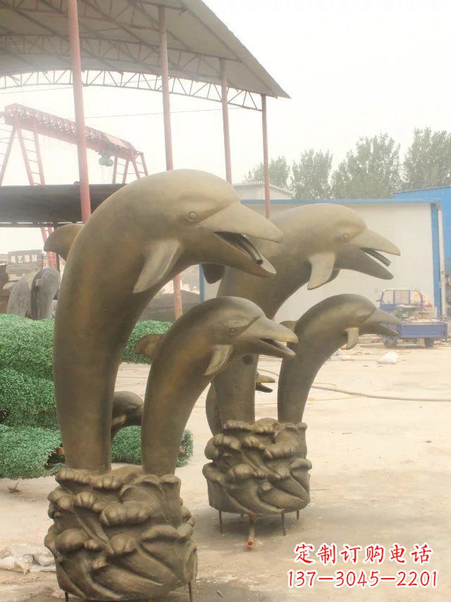 海豚动物铜雕 (2)