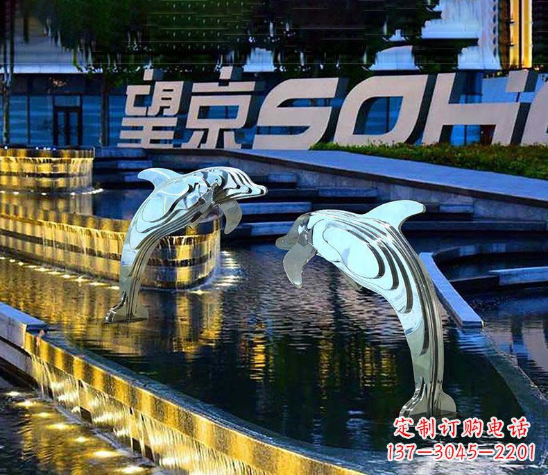 海洋之恋不锈钢海豚雕塑