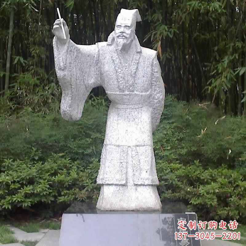 汉白玉白居易石雕像-中国古代著名诗人历史文化名人雕塑