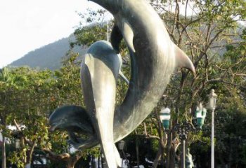 海豚公园铜雕景观动物雕塑