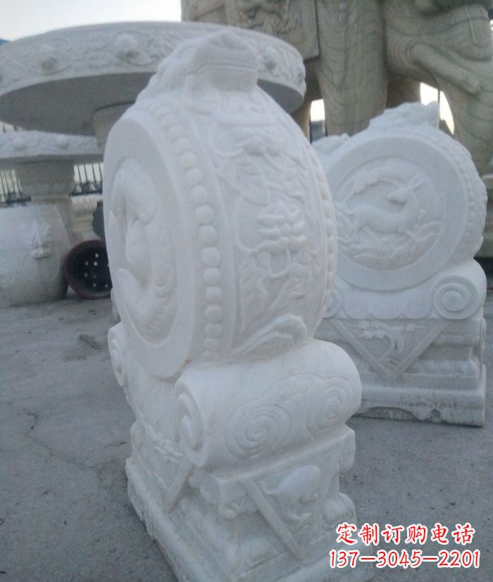 汉白玉抱鼓石招财石门墩 (3)