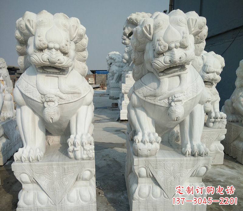 镇宅雕塑 - 汉白玉/狮子/门口/镇宅/石雕 镇宅雕塑 - 汉白玉/狮子/门口/镇宅/石雕