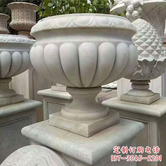 汉白玉城市园林花盆石雕
