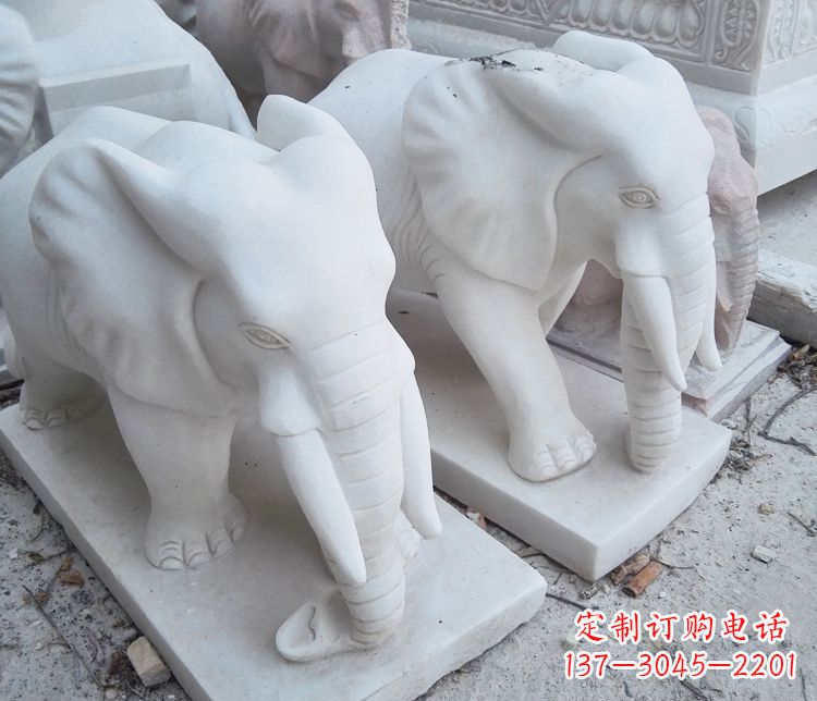 汉白玉大象公园动物石雕