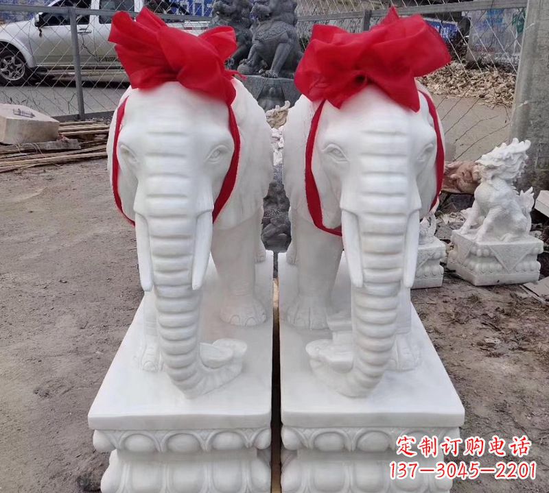 汉白玉大象石雕