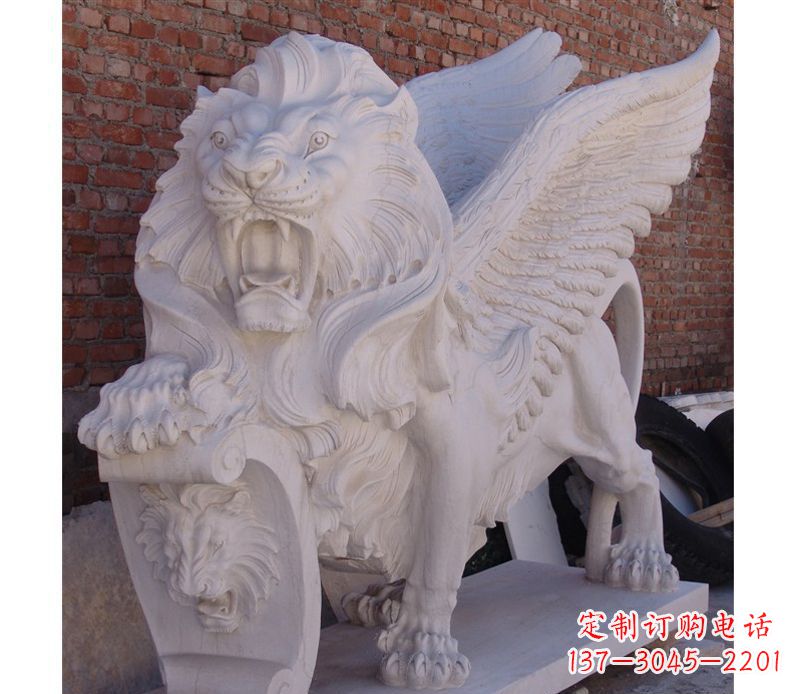 汉白玉飞狮雕塑