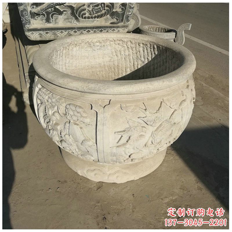 汉白玉仿古石雕缸