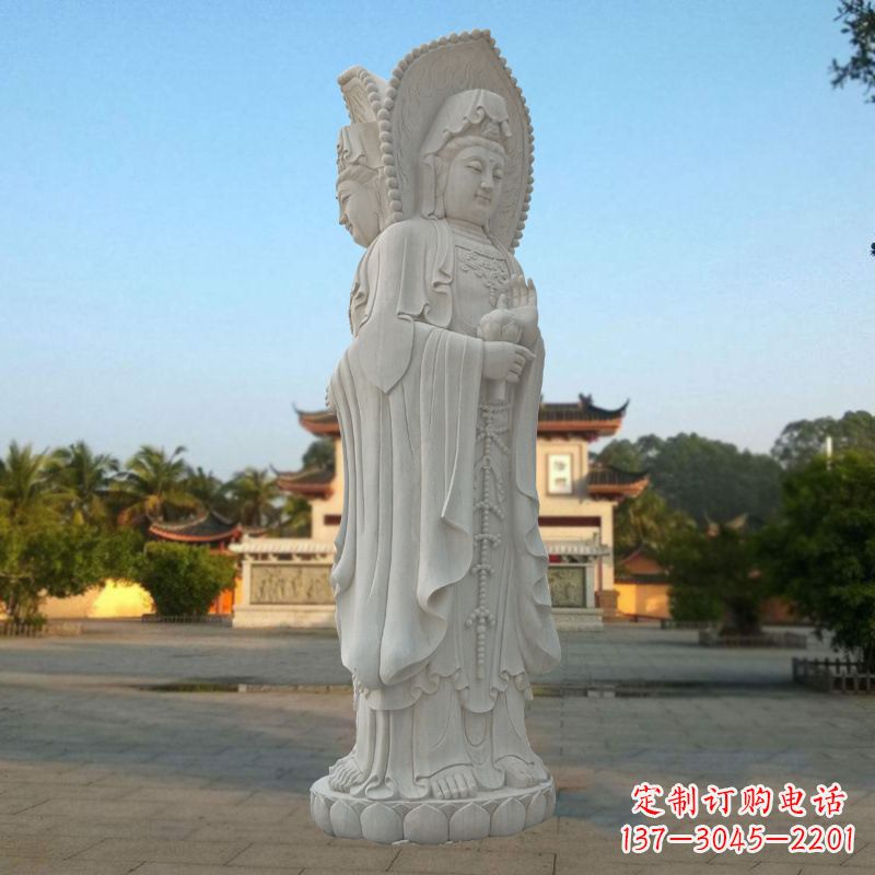 汉白玉佛像雕塑之三面观音