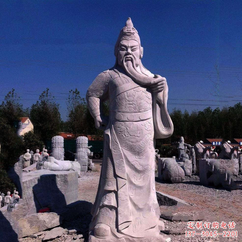 汉白玉关羽石雕像