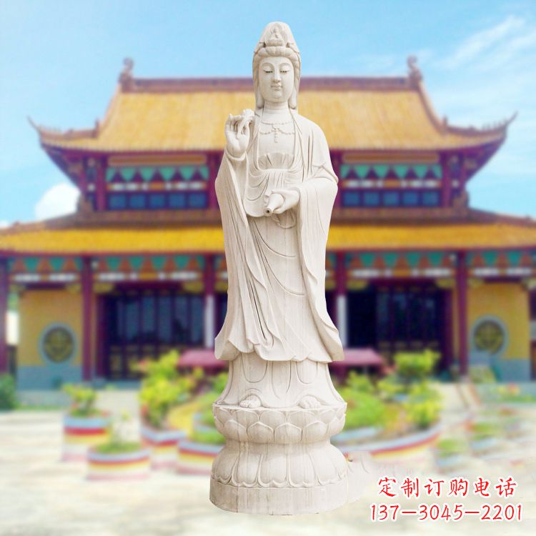 汉白玉观音菩萨石雕