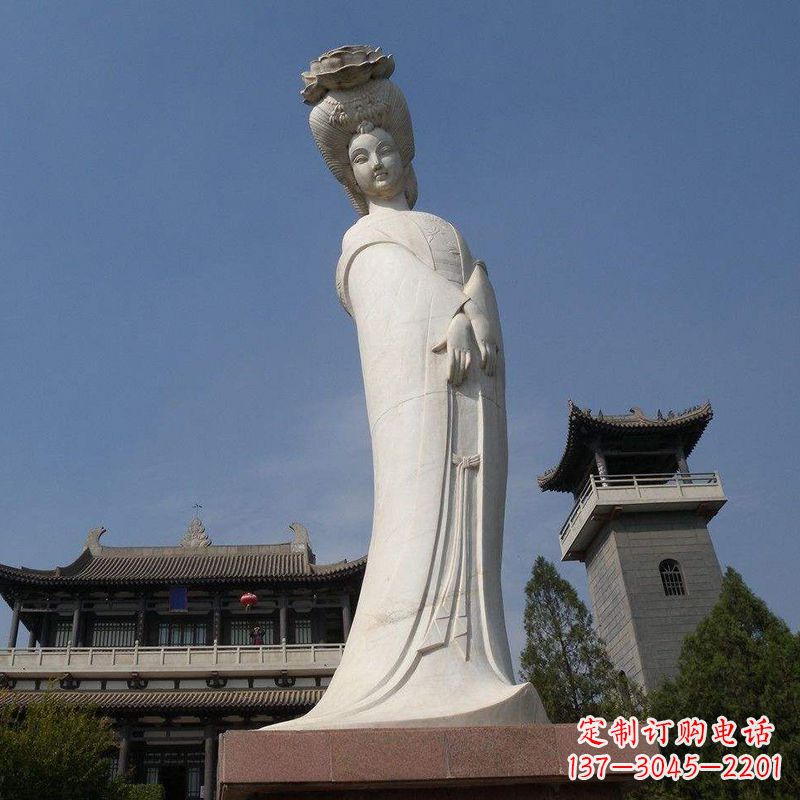 汉白玉贵妃石雕像-唐朝著名美女杨玉环景区人物雕塑