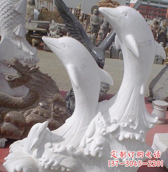 汉白玉雕塑 - 汉白玉/海豚/石雕 汉白玉雕塑 - 汉白玉/海豚/石雕