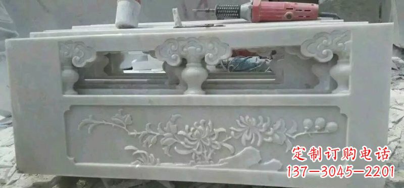 汉白玉花朵浮雕栏板