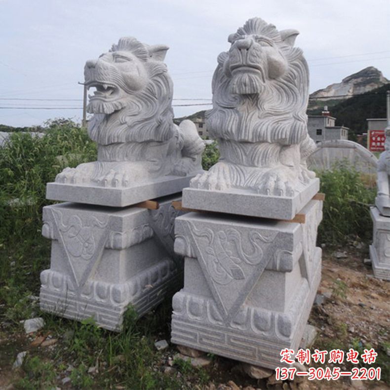 汉白玉汇丰狮子石雕