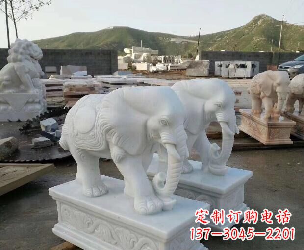 汉白玉雕塑 - 汉白玉/吉祥如意/大象/门口/石雕 汉白玉雕塑 - 汉白玉/吉祥如意/大象/门口/石雕